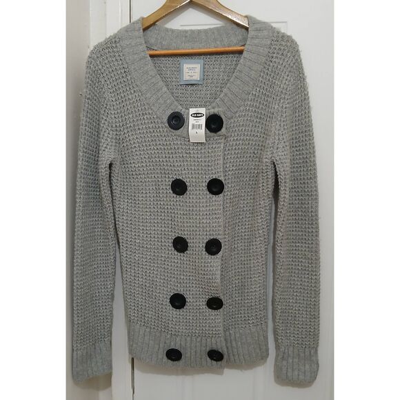 Old navy womens large double Breasted alpaca wool long gray sweater - Picture 1 of 7